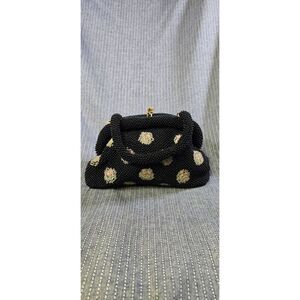 Vintage Black Starburst Beaded Old Fashion Handbag